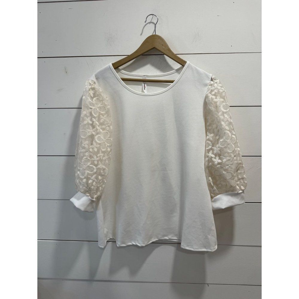 GeeGee White/Ivory Puff Sleeve Blouse 3XL